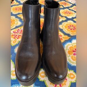 Franco Sarto Billie Black Leather Platform Ankle Boots